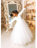 White Satin Tulle Minimalist Flower Girl Dress